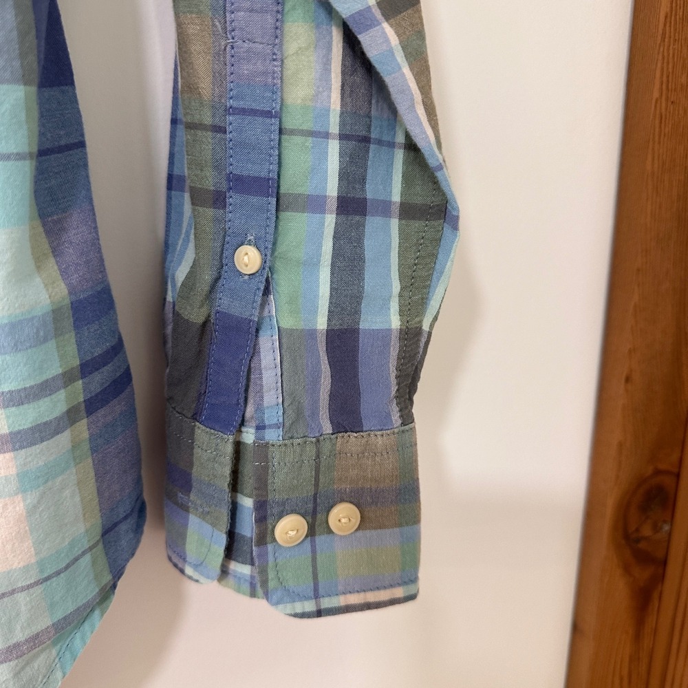 LL Bean Plaid Button Down Shirt Womens S Blue Teal 100% Cotton | Gorpcore - Picture 3 of 9